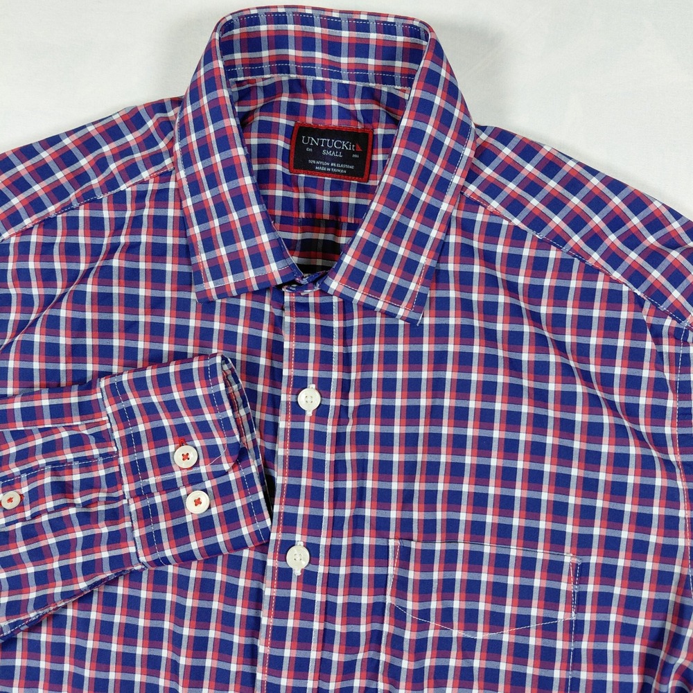 UNTUCKit Mens‎ Small Plaid Button Down Shirt Long Sleeve Casual Office